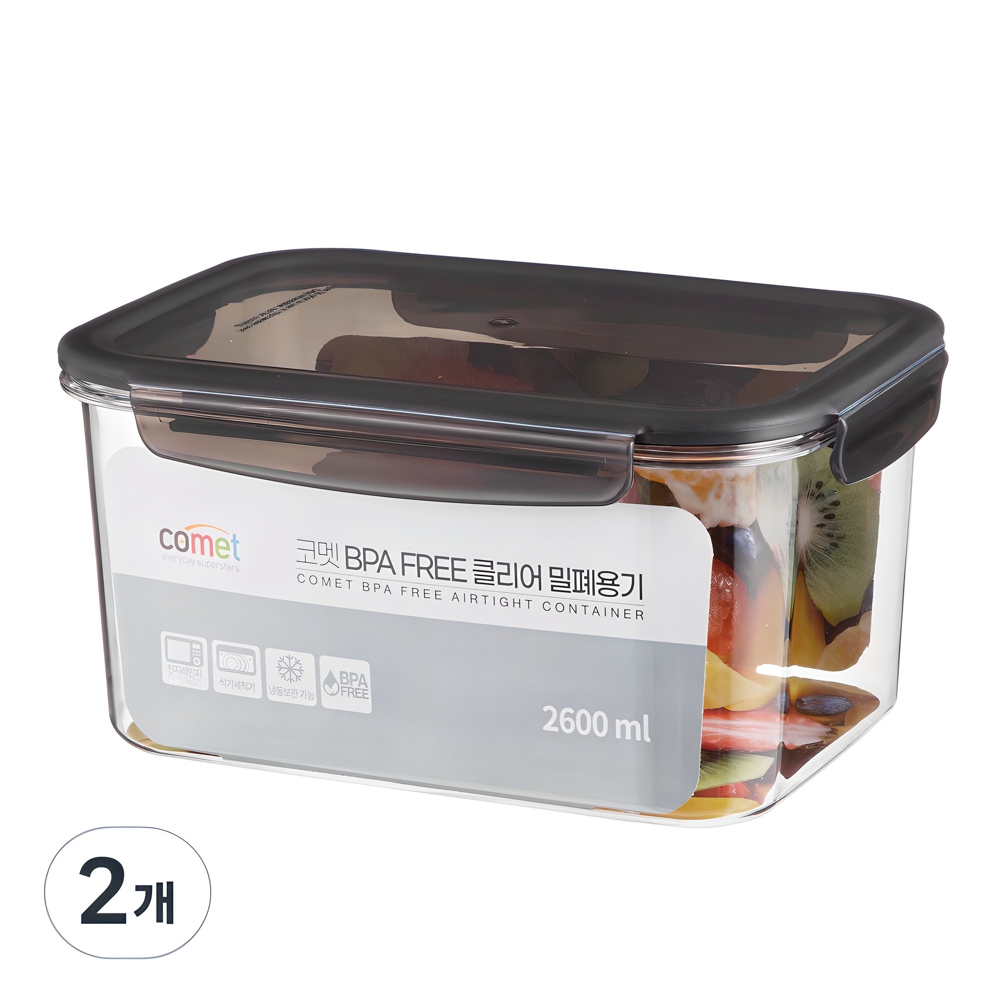 코멧 국내생산 BPA FREE 클리어 직사각 밀폐용기