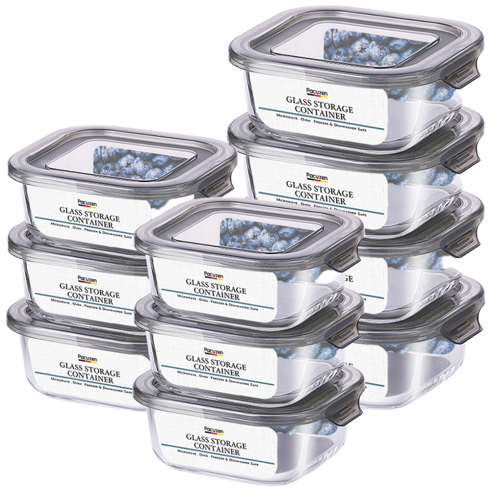 파쿠젠 이지캡 내열유리 반찬통 정사각 10p 세트 340ml 6p+580ml 4p